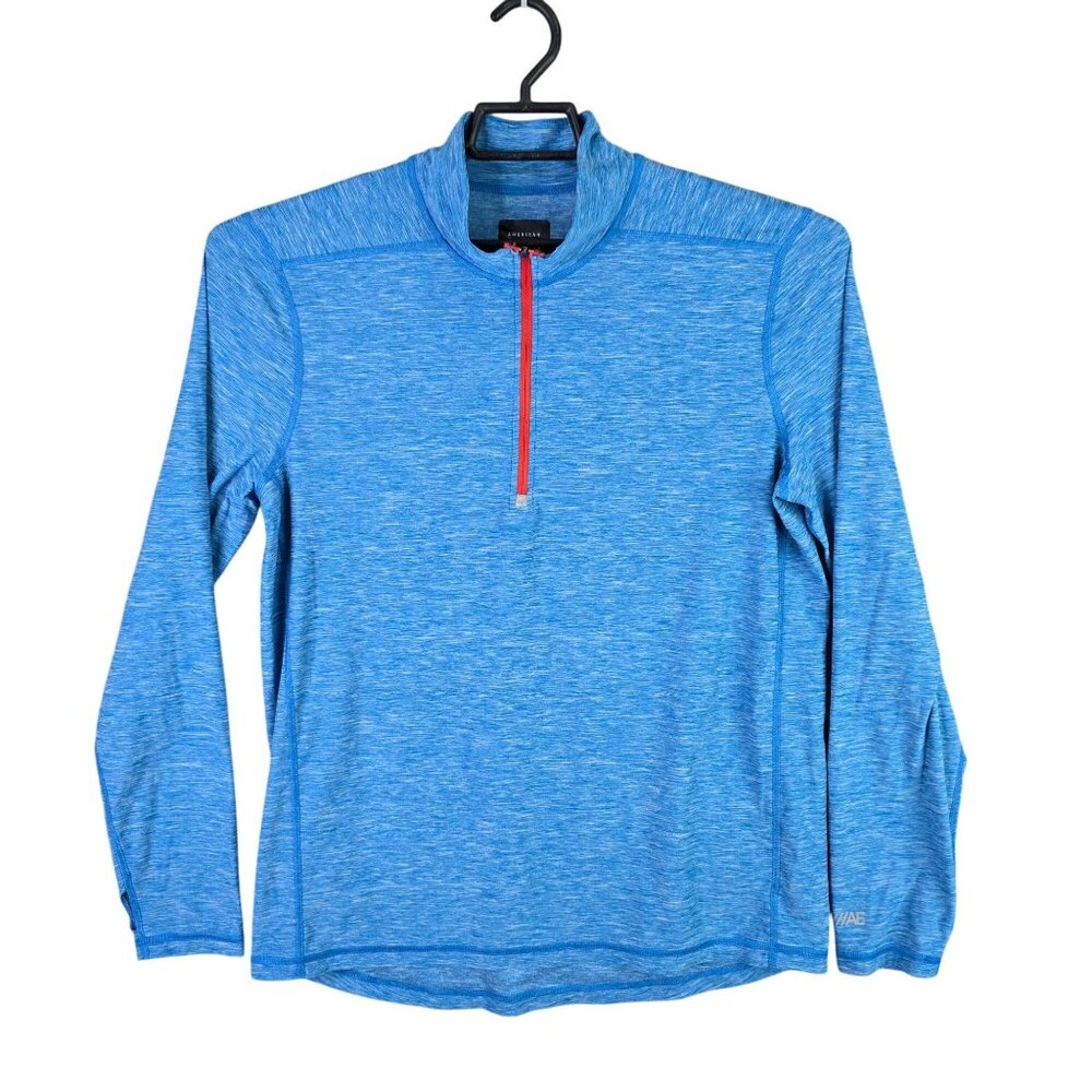 Mens American Eagle AE Active Blue Pullover Shirt 1/4 Zip Long Sleeve Size M
